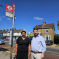 Councillor Gemma Turrell and Thomas Turrell AM at the newly renamed bus stop 